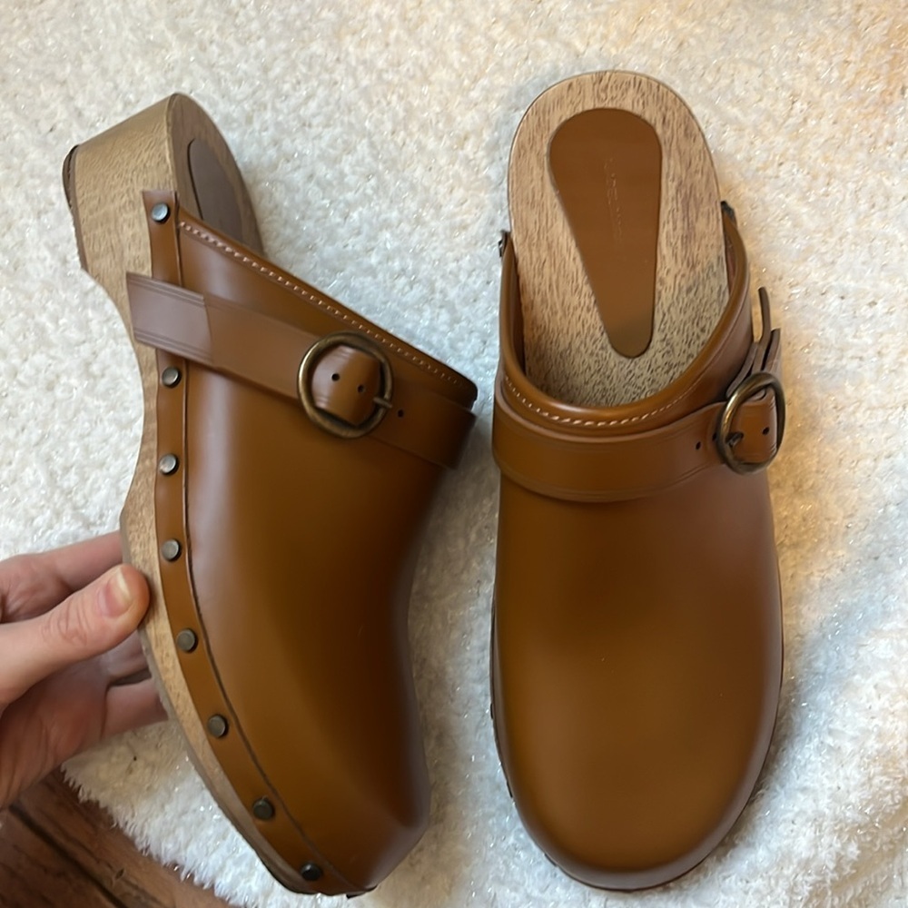 Isabel Marant Thalie Buckle Leather Brown clogs size 10 - Picture 7 of 14